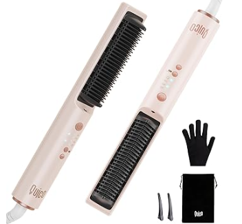 Hair Straightener Brush, 100-240V Dual Voltage Ionic Straightener Brush for Women, Ceramic Travel Hair Straightener Comb, Electric Hot Comb Flat Iron, Auto Temp Lock & Auto-Off Function