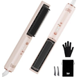 Hair Straightener Brush, 100-240V Dual Voltage Ionic Straightener Brush for Women, Ceramic Travel Hair Straightener Comb, Electric Hot Comb Flat Iron, Auto Temp Lock & Auto-Off Function
