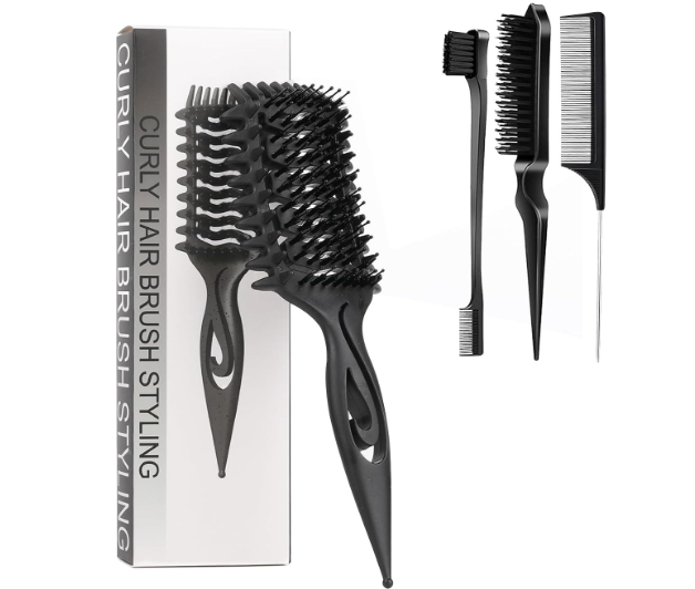 Hair Defining Brush: Shaping & Defining Curls with 3 pcs Slick Back Brushes for Wet & Dry Hair Frizz Reduction - Ergonomic Handle for Women and Men 2026 New