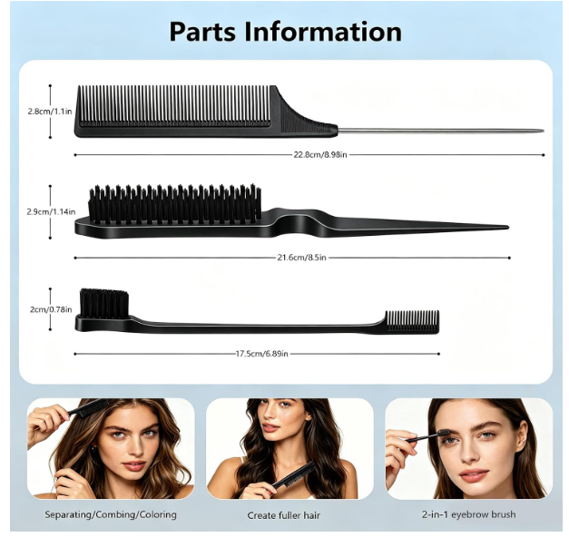 Hair Defining Brush: Shaping & Defining Curls with 3 pcs Slick Back Brushes for Wet & Dry Hair Frizz Reduction - Ergonomic Handle for Women and Men 2026 New