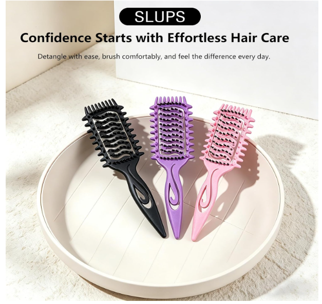 Hair Defining Brush: Shaping & Defining Curls with 3 pcs Slick Back Brushes for Wet & Dry Hair Frizz Reduction - Ergonomic Handle for Women and Men 2026 New
