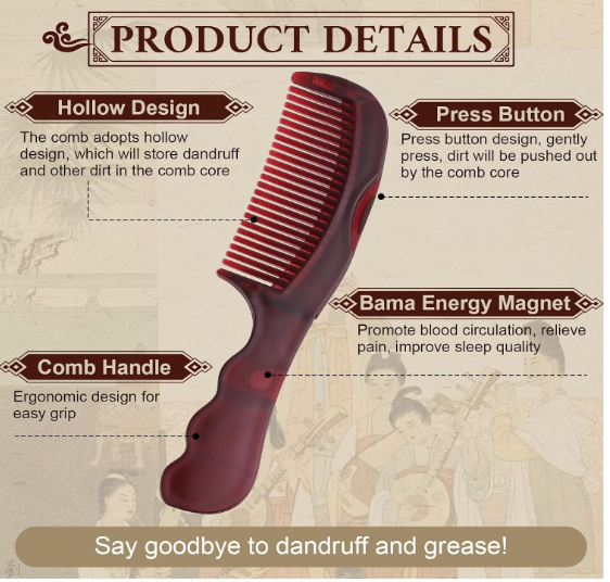 2PCS Anti Dandruff Comb, Scalp Detox Comb for Scalp Build Up, Sweep Dandruff Removal Brush for Hair Care