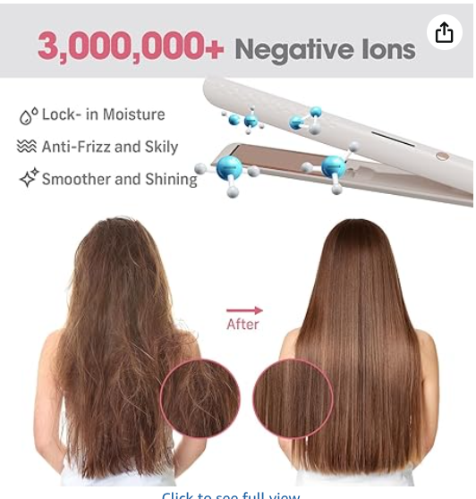 Hair Straightener, 110-240V Global Travel Hair Straighteners for Women, 15s Fast Heating, Ceramic Negative Ion Flat Iron, Temp Memory, 320℉-450℉, Auto-Off, with Glove and Clips, Gift, Pink