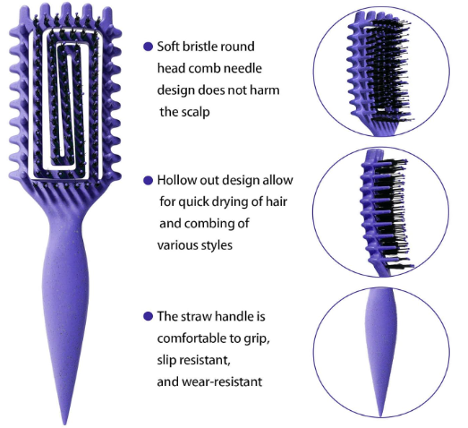 Curly Hair Brush Candybrush Curl Defining Brush for Detangling Shaping and Defining Curls for Women, Men, Wet & Dry Hair