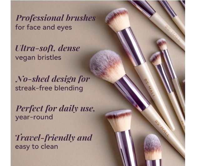 Makeup Brush Set 18 Pcs Professional Foundation Powder Concealers Eyeshadow Blush Synthetic Makeup Brushes with Labeled instruction Black Case Upgraded Version